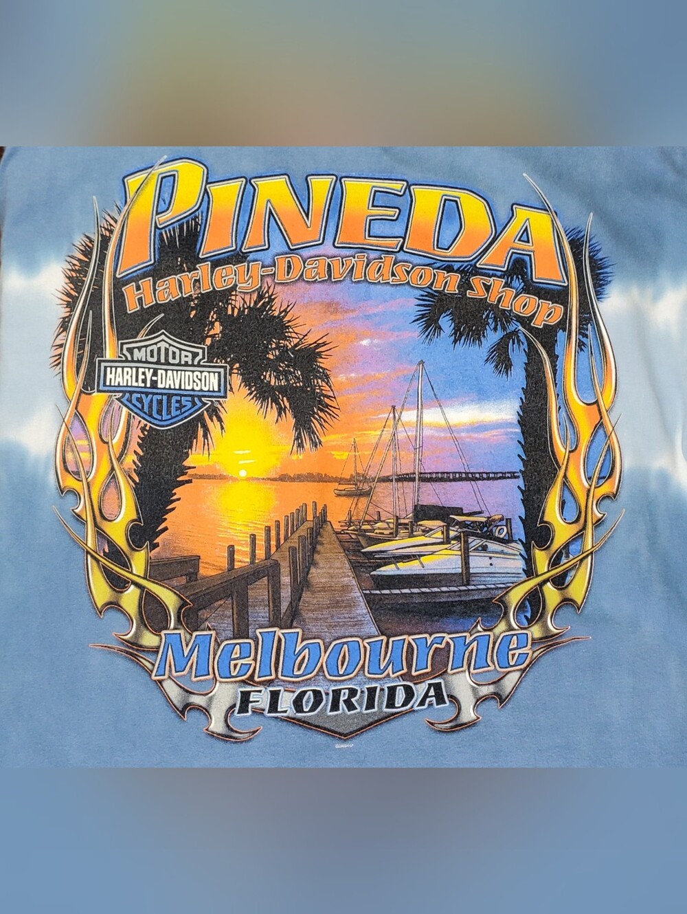 Harley Davidson VTG Mens Melbourne FL Tie-Dye Graphic Shirt READ - Size XL - GUC